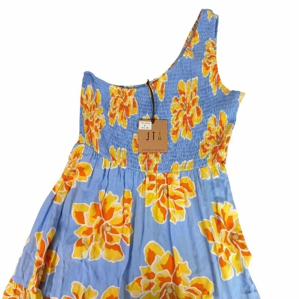 Abel The Label for Anthropologie One Shoulder Floral Maxi Dress XL NEW Wedding G - Picture 3 of 9